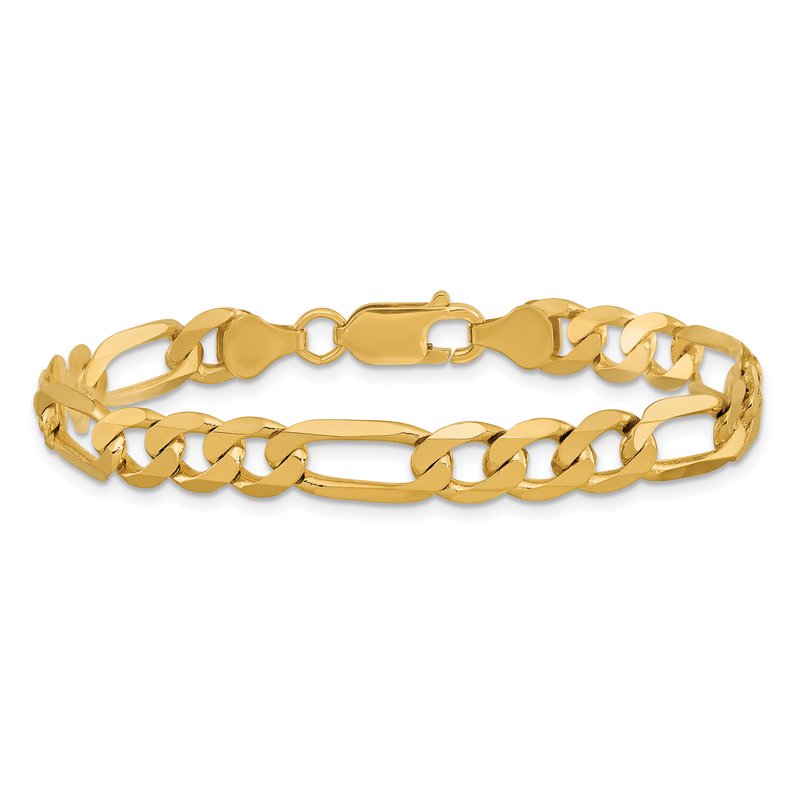 14K 26 inch 7mm Flat Figaro with Lobster Clasp Chain