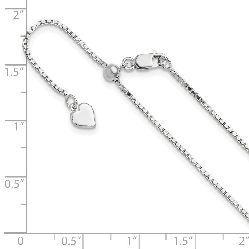 Sterling Silver RH-plated Adjustable 1.1mm Box Chain