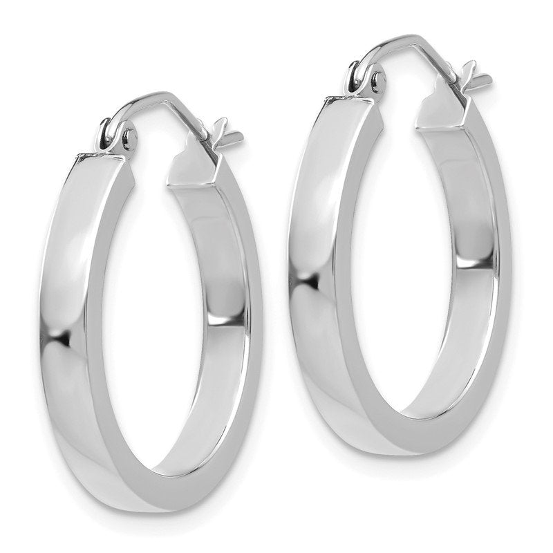 14k White Gold 2x3mm Rectangle Tube Hoop
