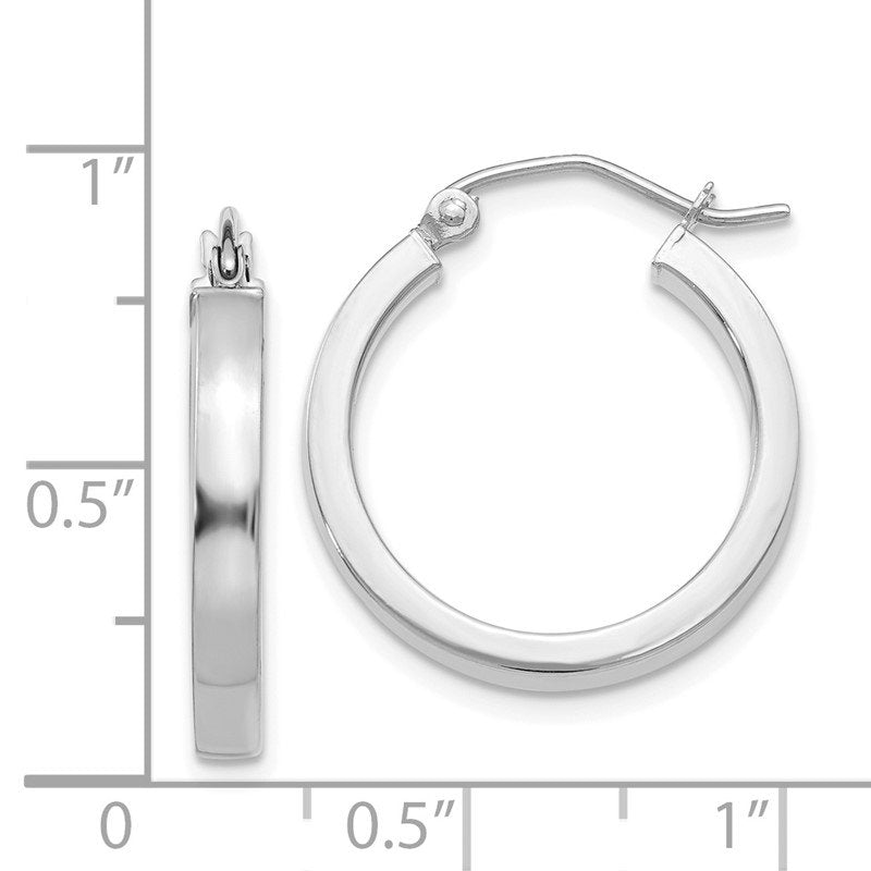 14k White Gold 2x3mm Rectangle Tube Hoop