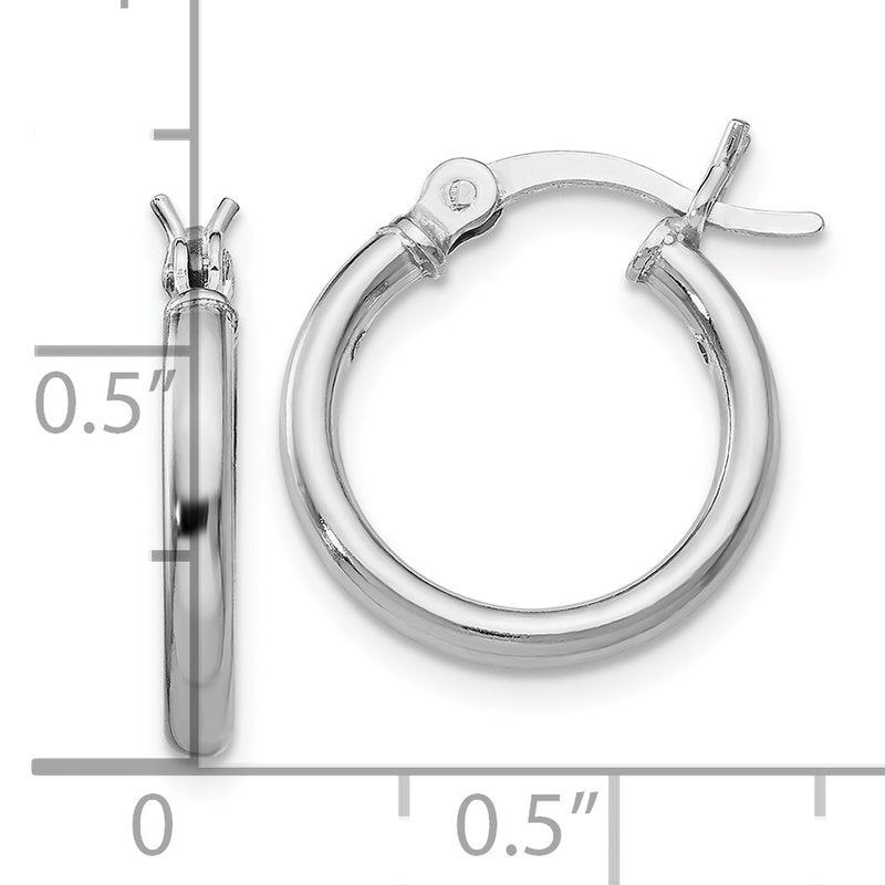 Sterling Silver Rhodium-plated Polished Hinged Hoop Earrings
