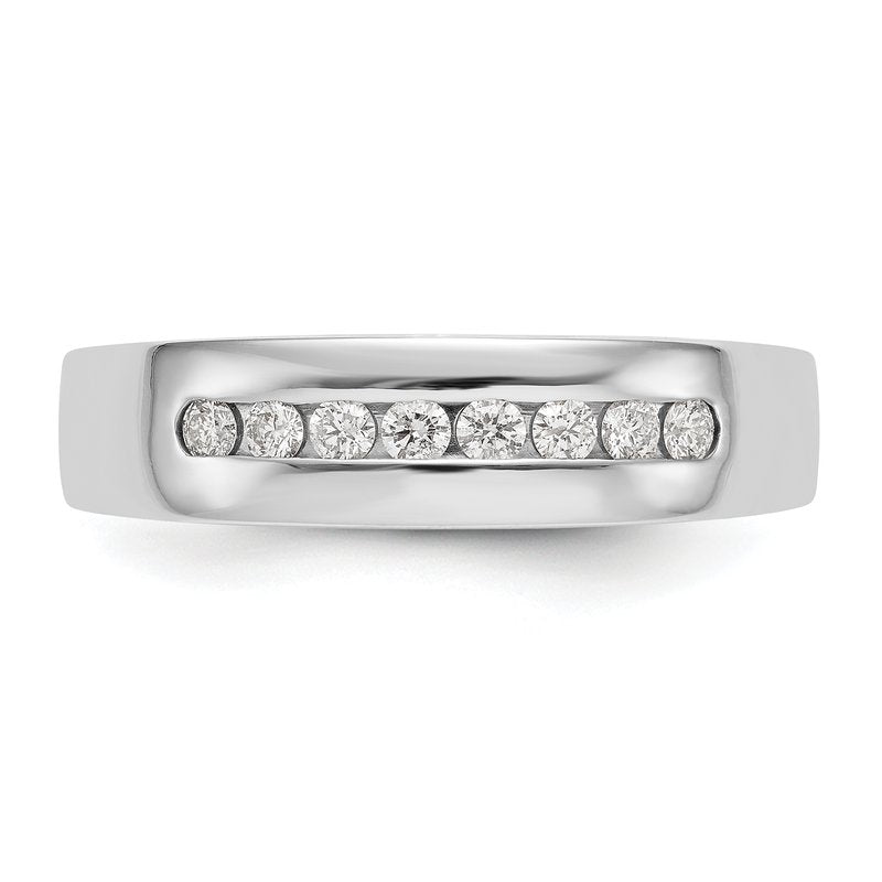 14K White Gold Men's 1/3 carat Lab Grown Diamond VS+ F+ Complete Channel Band