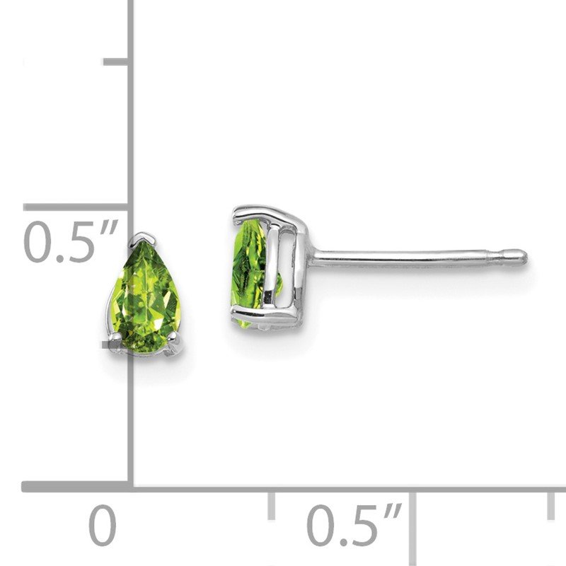 14k White Gold 5x3mm Pear Peridot Post Earrings