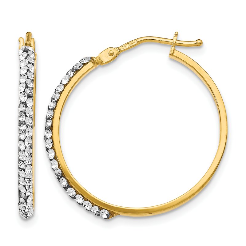 14K Crystals Polished Hoop Earrings