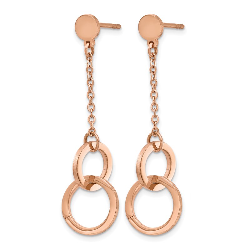 Stainless Steel Polished Rose IP-plated Post Dangle Earrings
