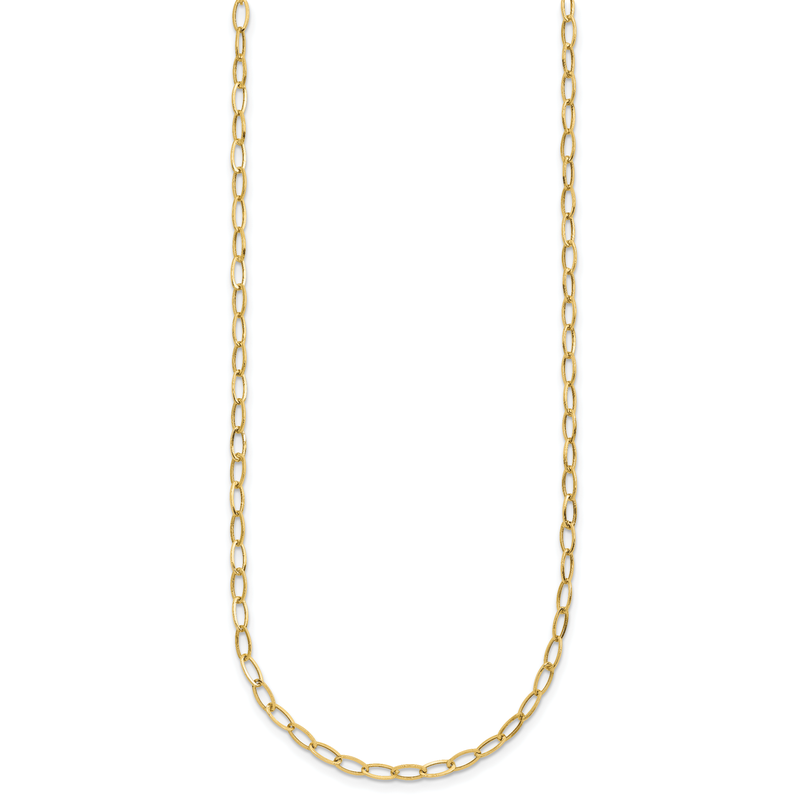 14k Polished 2.5mm Fancy Oval Link 18 inch Necklace