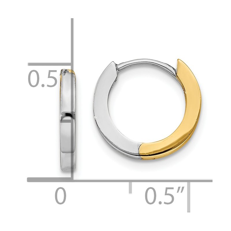 14k Two-tone 2mm Round Hinged Hoop Earrings