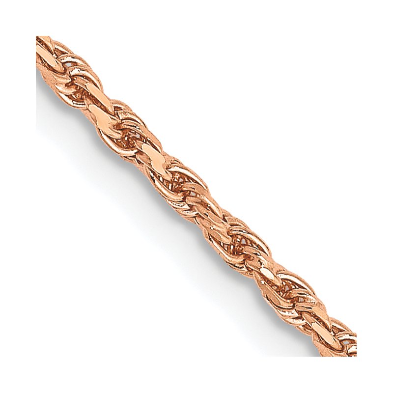 14K Rose Gold 10 inch 1.8mm Diamond-cut Man Made Rope with Lobster Clasp Anklet