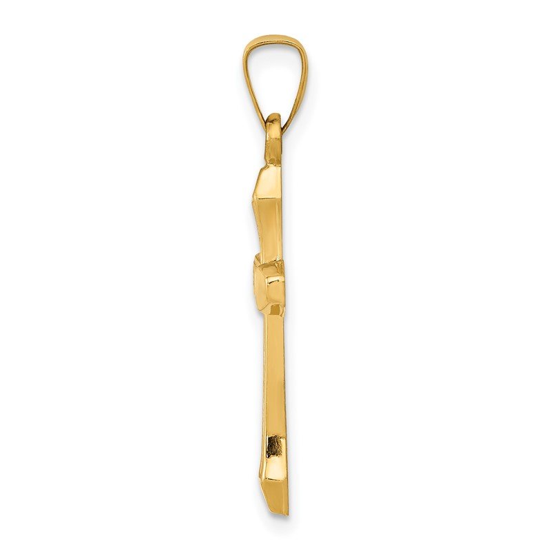 14k Textured and Polished Latin Cross Pendant