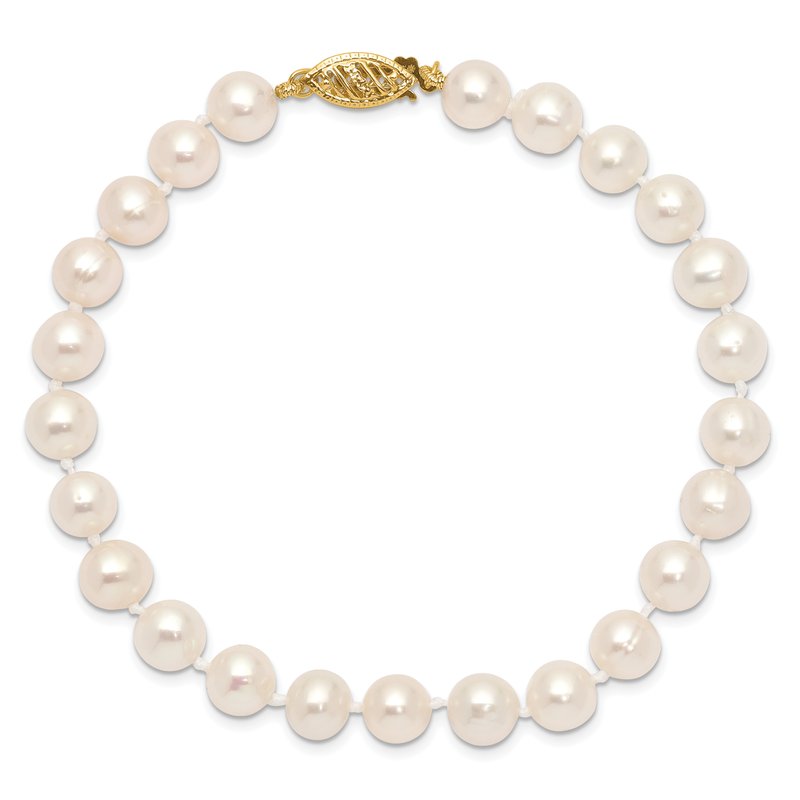 14k 6-7mm White Near-Round Freshwater Cultured Pearl 16 inch Necklace