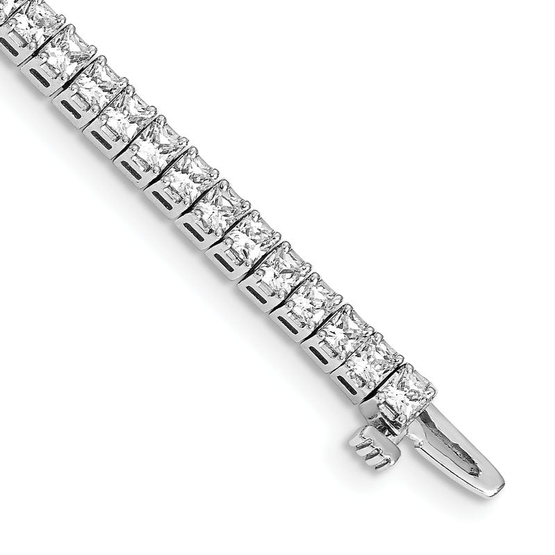 14k White Gold Complete 5 carat Princess AA Diamond 4-prong 7 inch Tennis Bracelet