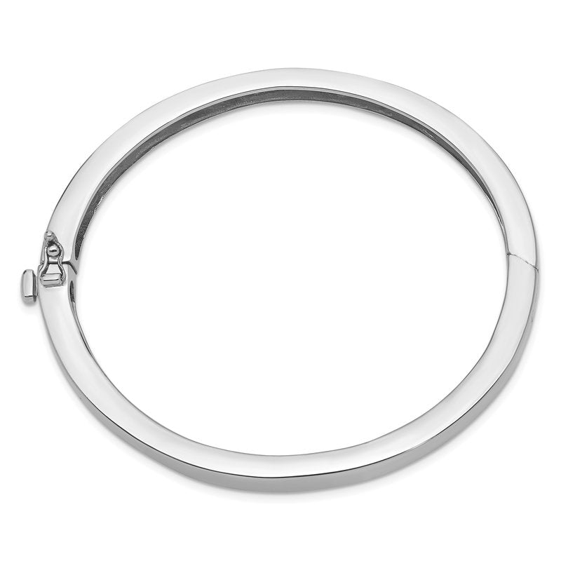 14k White Gold 6.3mm Polished Solid Hinged Oval Bangle Bracelet