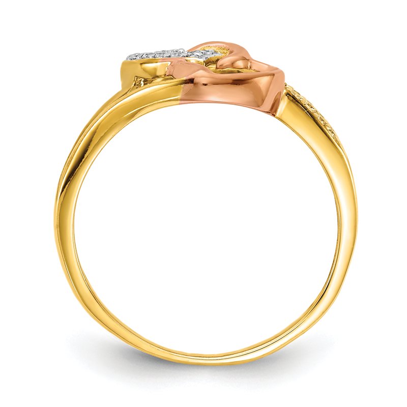 14k White Gold Diamond Hearts Ring