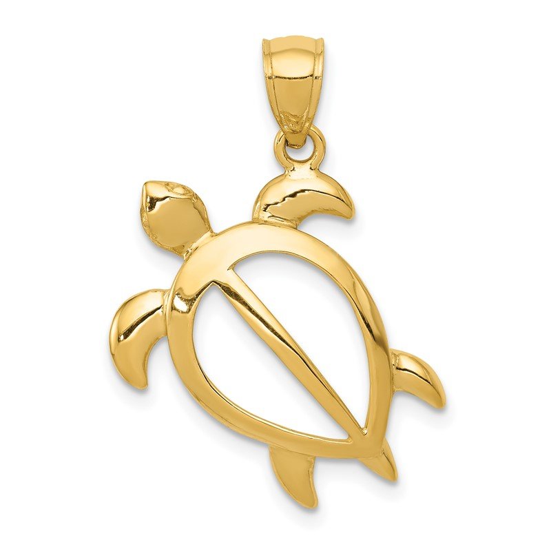 14k Large Open Turtle Pendant