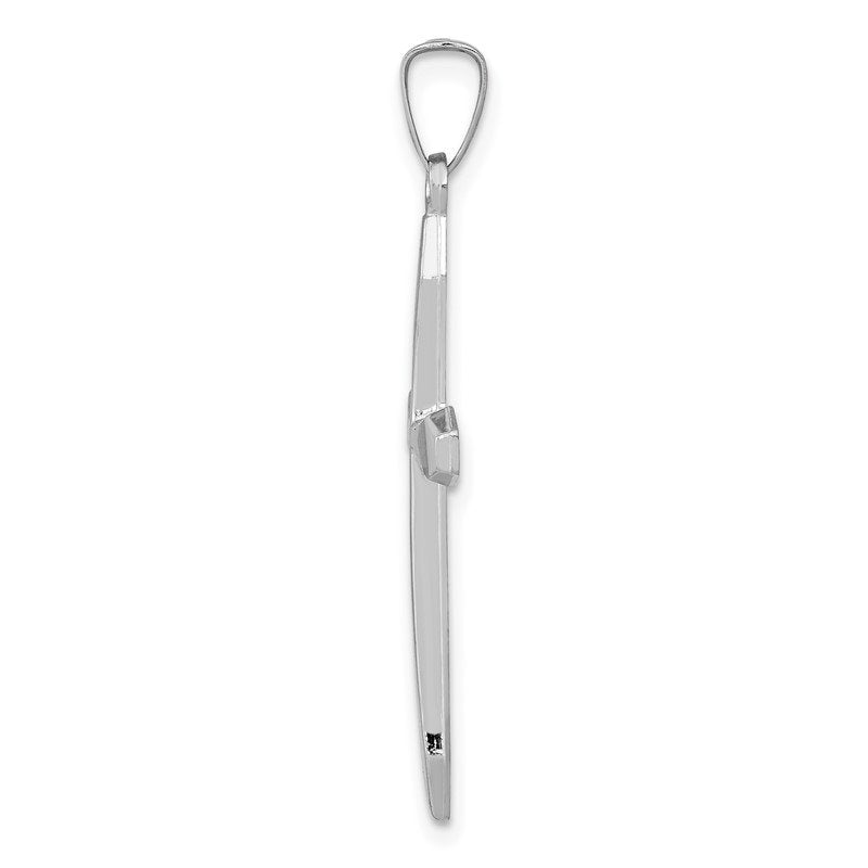 14k White Gold Polished Cross Pendant