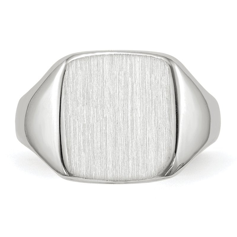 14k White Gold 10.5x11.0mm Closed Back Signet Ring
