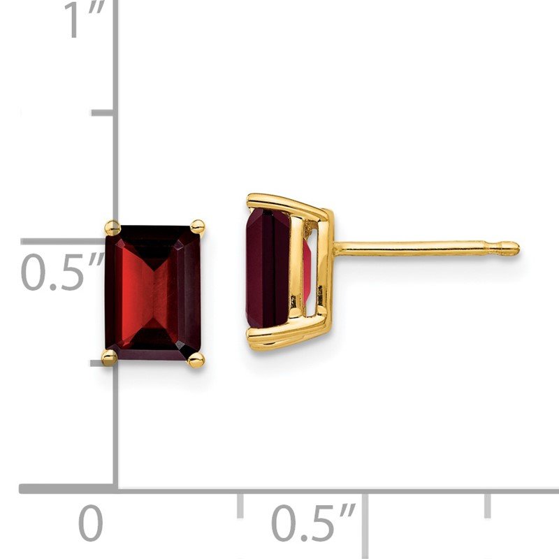 14k 7x5mm Emerald-cut Garnet Post Earrings