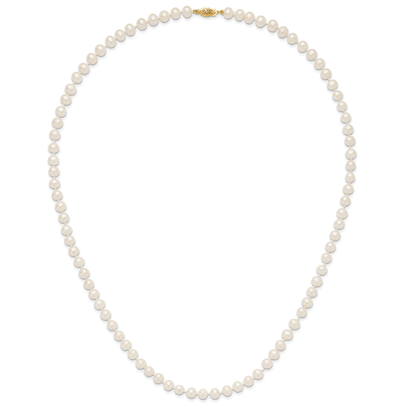 14k 6-7mm White Near-Round Freshwater Cultured Pearl 16 inch Necklace