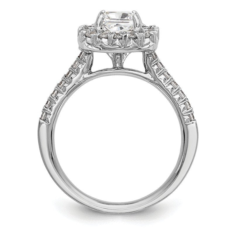14K White Gold 1/2 carat Lab Grown Diamond VS+ F+ Semi-Mount Asscher Halo Engagement Ring