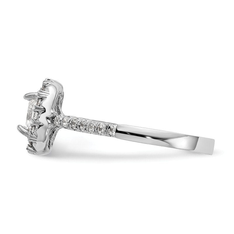 14K White Gold 1/2 carat Lab Grown Diamond VS+ F+ Semi-Mount Asscher Halo Engagement Ring