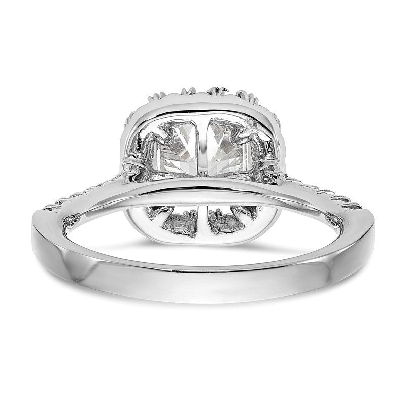 14K White Gold 1/2 carat Lab Grown Diamond VS+ F+ Semi-Mount Asscher Halo Engagement Ring