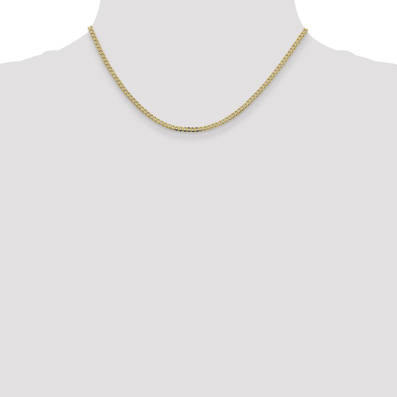 14K 10 inch 2.3mm Flat Beveled Curb with Lobster Clasp Anket