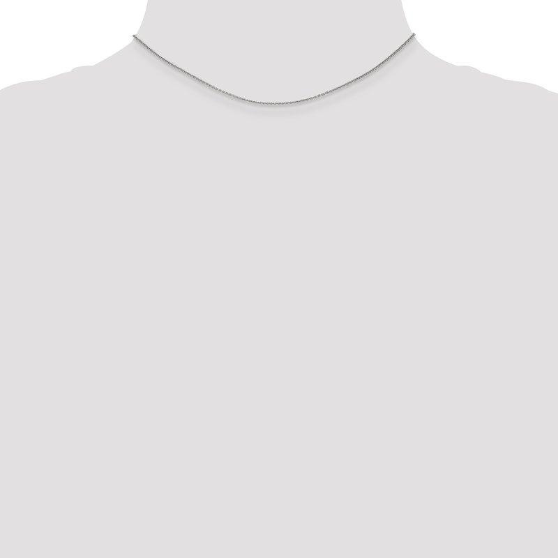 14K White Gold 14 inch 1mm Round Open Link Cable with Lobster Clasp Chain