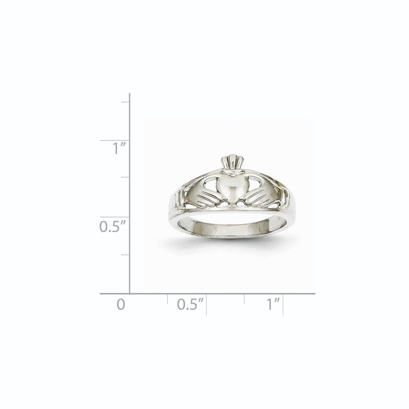14k White Gold Ladies Claddagh Ring