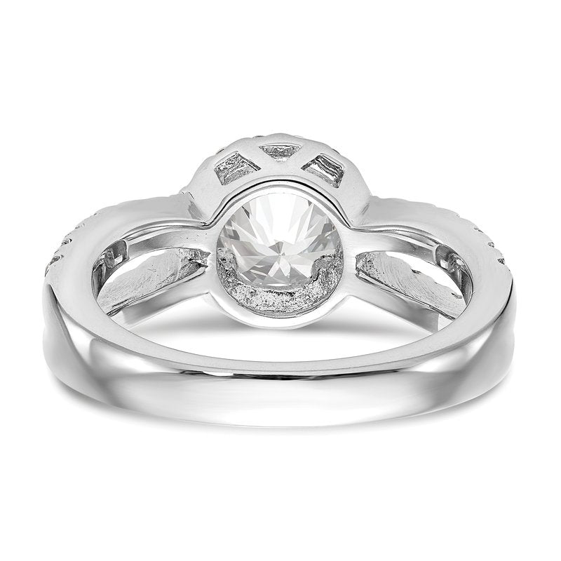 14K White Gold 3/4 carat Lab Grown Diamond VS/SI  D E F  Semi Mount Round Halo Engagement Ring