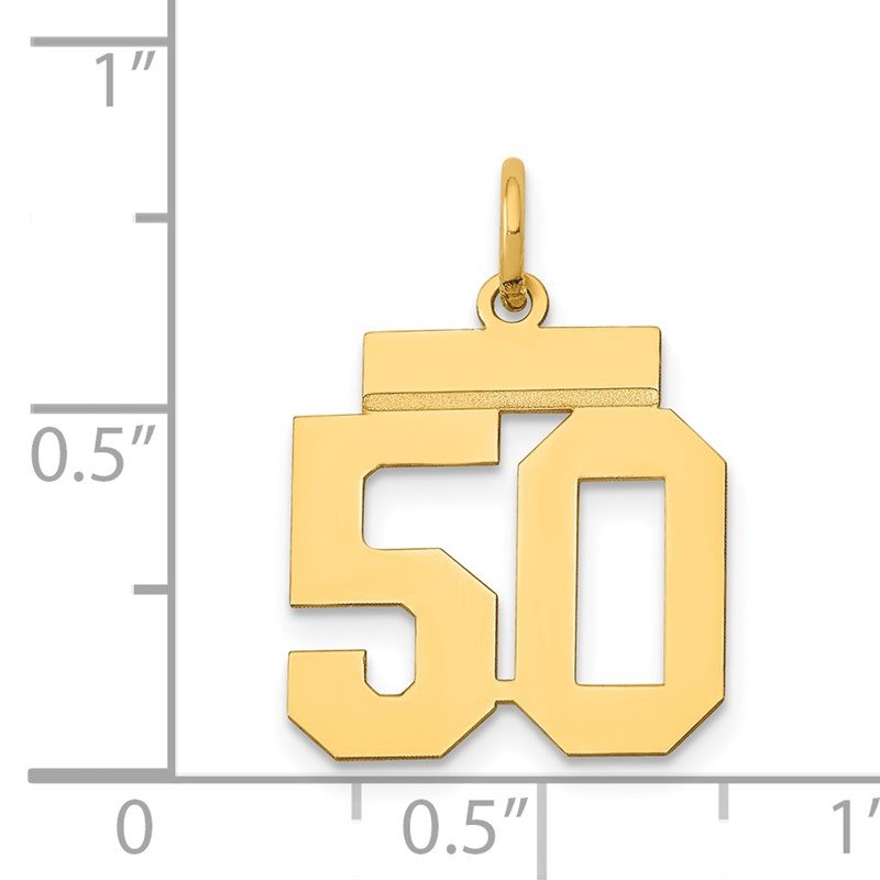 14k Small Polished Number 50 Charm