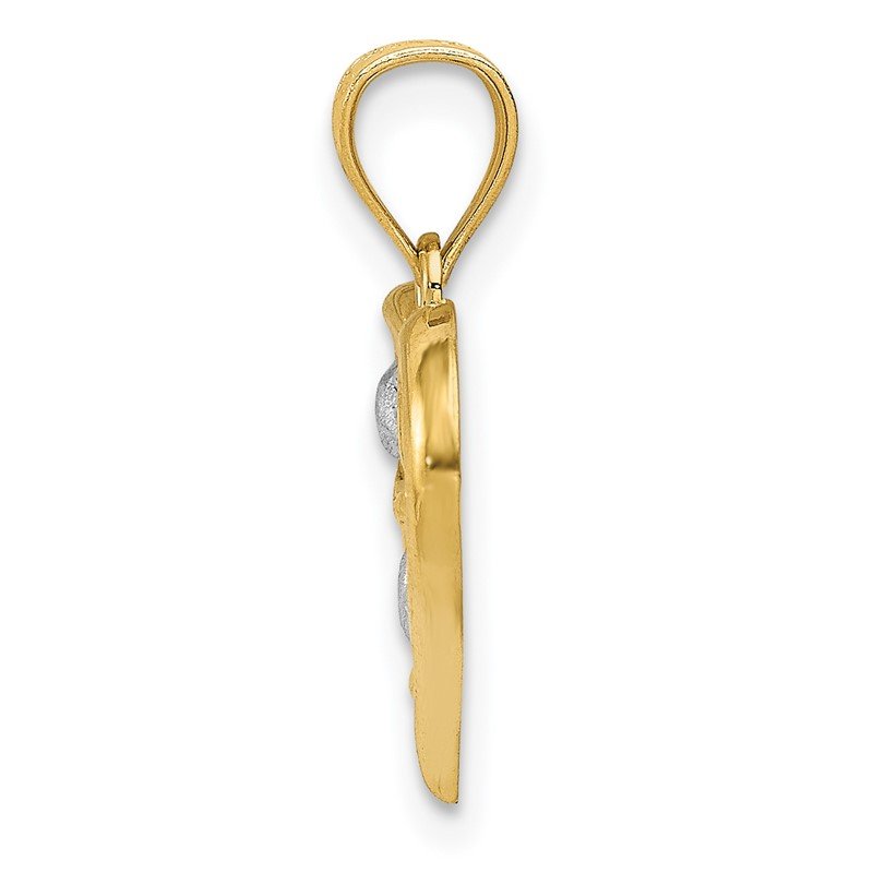14k and White Rhodium Polished -X- and Heart Pendant