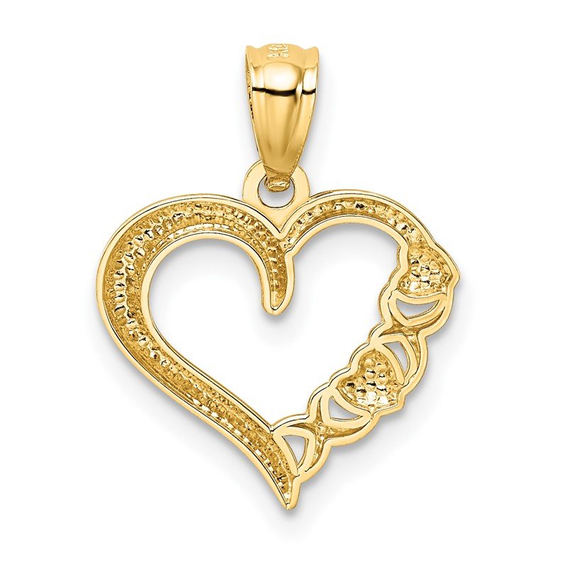 14k and White Rhodium Polished -X- and Heart Pendant