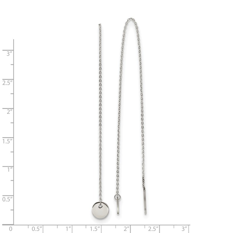 Stainless Steel Polished Disc Dangle Threader Earrings