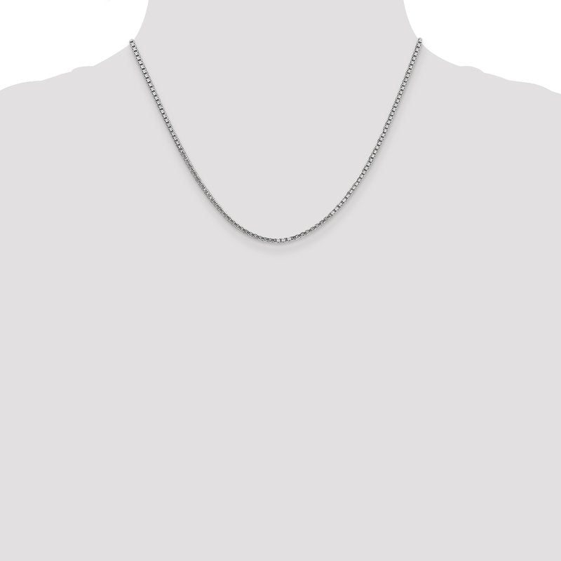 14K White Gold 26 inch 1.9mm Box with Lobster Clasp Chain
