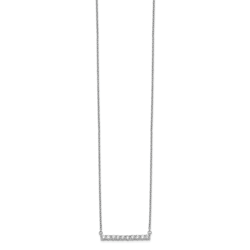 14k White Gold 1/10 carat Diamond Bar 18 inch Necklace