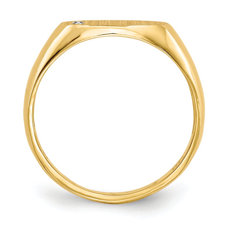 14k 11.0x6.5mm AA Diamond Open Back Signet Ring