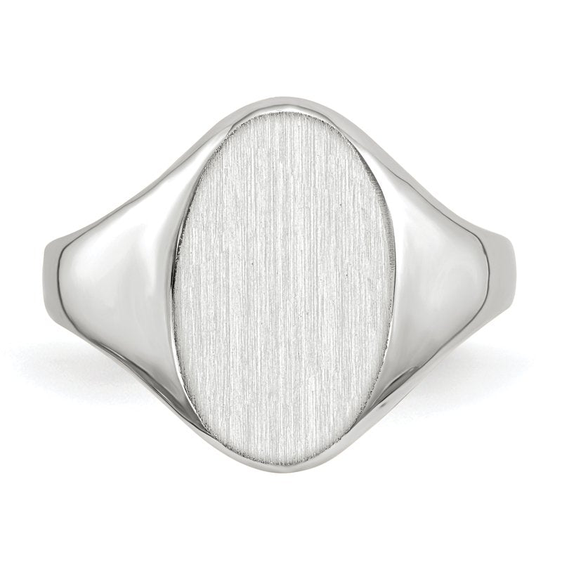 14k White Gold 9.0x14.0mm Closed Back Signet Ring