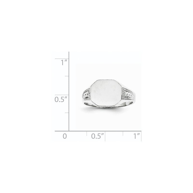 14k White Gold 10.5x9.0mm Closed Back Signet Ring