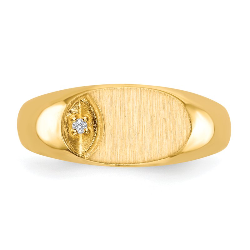 14k 11.0x6.5mm AA Diamond Open Back Signet Ring