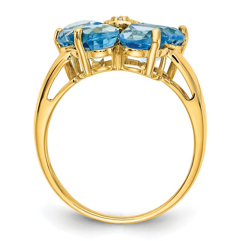 14k 6mm Heart Blue Topaz AAA Diamond ring