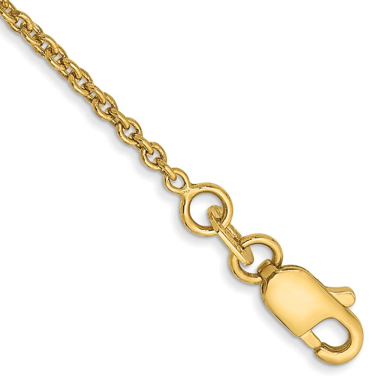 14K 10 inch 1.4mm Forzantine Cable with Lobster Clasp Anklet