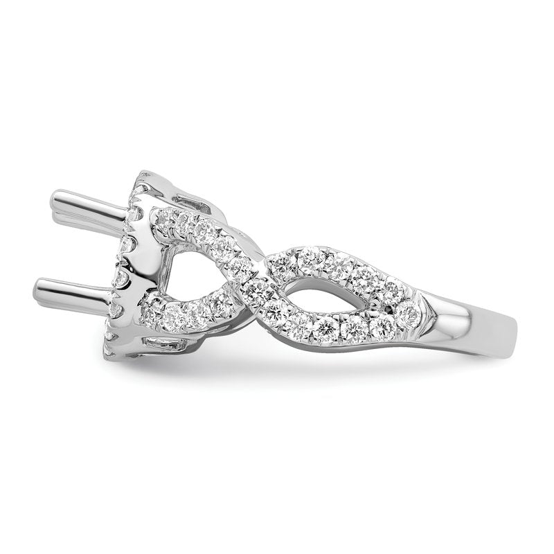 14K White Gold 3/4 carat Lab Grown Diamond VS/SI  D E F  Semi Mount Round Halo Engagement Ring