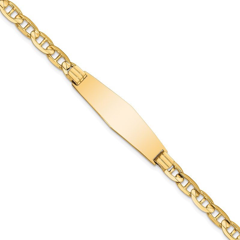14k Polished Solid Chain/Solid Plate Anchor Link Soft Diamond Shape 33x9.8mm Plate 7 inch ID Bracelet