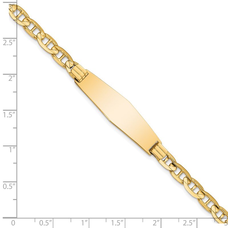 14k Polished Solid Chain/Solid Plate Anchor Link Soft Diamond Shape 33x9.8mm Plate 7 inch ID Bracelet
