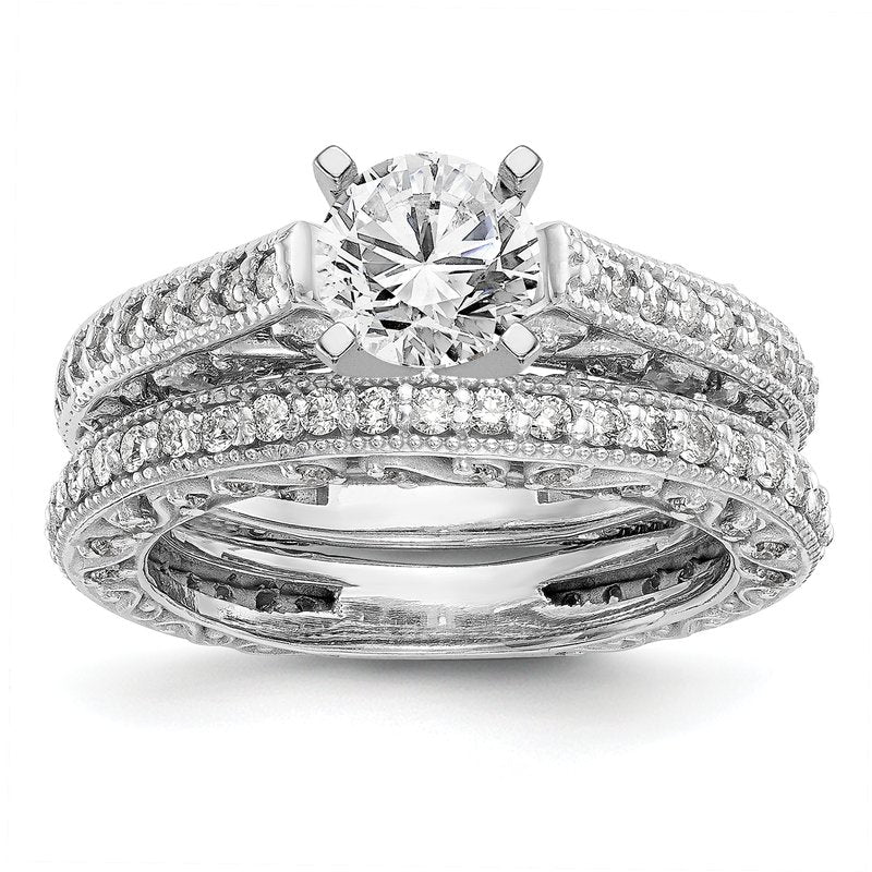14K White Gold 1/2 carat Lab Grown Diamond VS/SI  D E F  Semi Mount Peg Set Ring