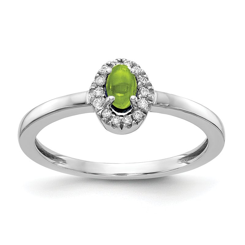 14k White Gold Diamond and Oval Cabochon Aquamarine Ring