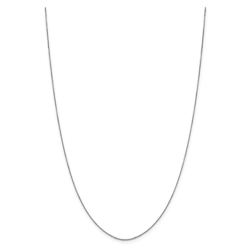 14K White Gold 26 inch .9mm Diamond-cut Round Open Link Cable with Lobster Clasp Chain