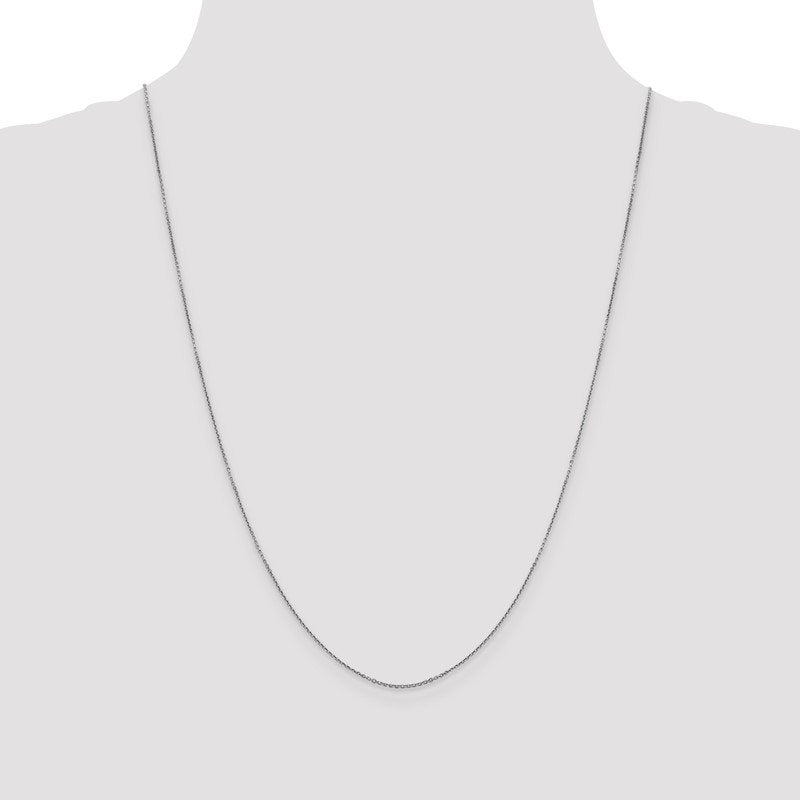 14K White Gold 26 inch .9mm Diamond-cut Round Open Link Cable with Lobster Clasp Chain
