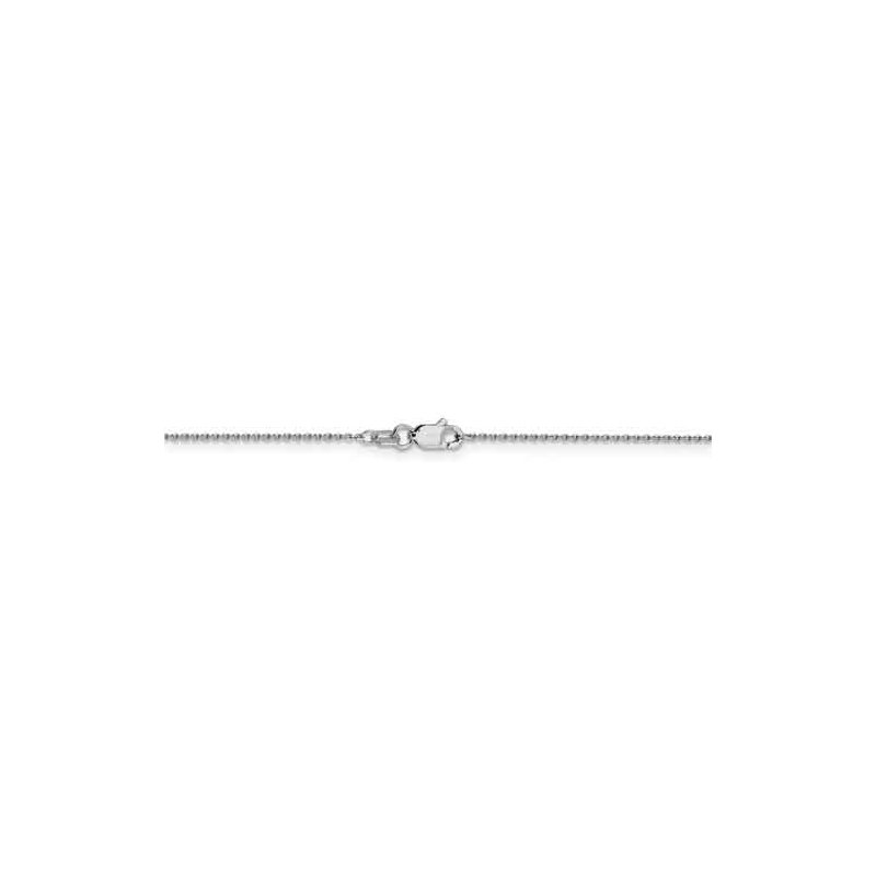 14K White Gold 26 inch .9mm Diamond-cut Round Open Link Cable with Lobster Clasp Chain
