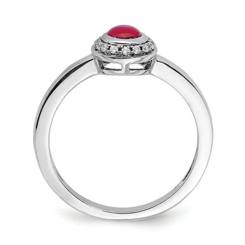 14k White Gold Diamond and Cabochon Peridot Ring